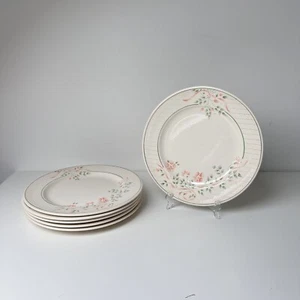English Ironstone Tableware Dinner Plates 10" Floral Ribbon Design Set of 6 EIT - Picture 1 of 11