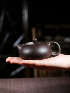 Marked Xishi Tea Pot Real Yixing Zisha Black Galaxy Clay Pot Handmade Ball Holes - Picture 1 of 12