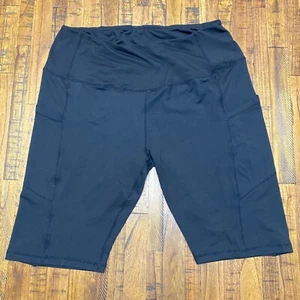 Black Biker Shorts Women Size XL Stretchy Pockets Soft Workout Activewear - Picture 1 of 8