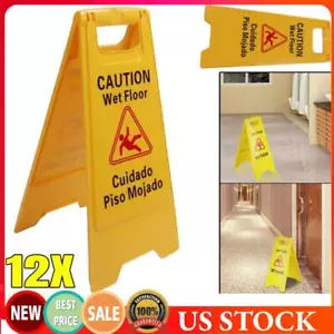 Wet Floor Sign Caution Slippery Cleaning In Progress Hazard Warning Yellow Frame - Picture 1 of 12