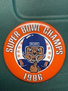 Vintage Chicago Bears Super Bowl Champs 1986 3” Button Pin - Picture 1 of 2