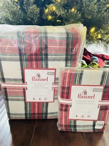 Pottery Barn Kids Morgan plaid flannel Duvet Sham Christmas Twin Stewart new