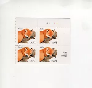 SC# 3036 - 1998 $1.00 Red Fox - Plate Block of 4 - Mint Never Hinged ST3259 - Picture 1 of 3