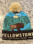 National Park Yellowstone Bison Cuffed Knit Beanie Hat with Pom
