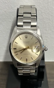 Genuine ROLEX OYSTERDATE 6694 34mm Gold Dial & Steel Watch (1973) - OC#1339 - Picture 1 of 16