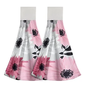 Blooming Floral Hanging Hand Towel Abstract Flower Art Dish Tie Towels Drying... - Picture 1 of 7