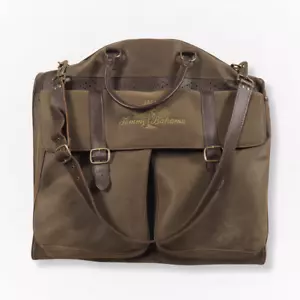 Vintage Tommy Bahama Garment Bag Business Luggage Leather Trim Rugged Timeless - Picture 1 of 24
