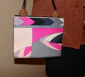 Vintage 1960s EMILIO PUCCI Handbag with Gold Strap Embellishment - Picture 1 of 12