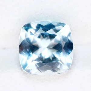 1.81 Ct Dazzling Perfect Cushion 7.3 x 7.3 MM Aqua Blue Brazil Natural Apatite - Bild 1 von 5