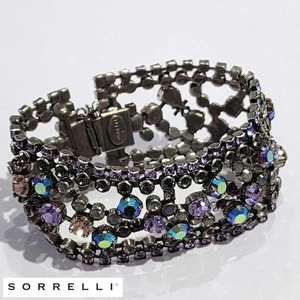 Brazalete Sorrelli Triple Fila AB Cristal Declaración Púrpura Plata - Imagen 1 de 8
