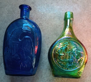 2 Wheaton Dekanter John Paul Jones Iridescent Green Eagle Blue Deadly Embrace - Bild 1 von 6