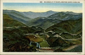 Eisenbahn an 17 Weichen, Western North Carolina NC Postkarte - Bild 1 von 2