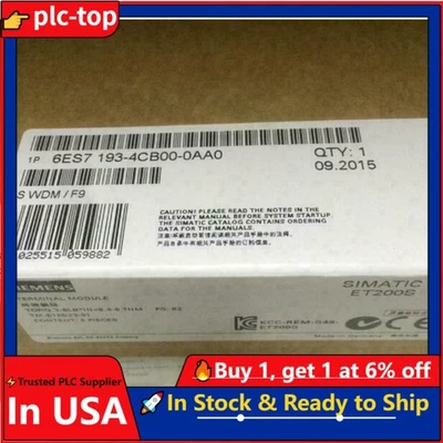 New Siemens 6ES7 193-4CC20-0AA0 6ES7193-4CC20-0AA0 Terminal module for ET 200S - Image 1 of 4