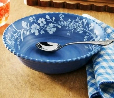 Cuatro (4) cuencos de vajilla de melamina Pioneer Woman ~ AZUL MARGARITA ~ 7,6" de diámetro ~ Foto 1 de 4