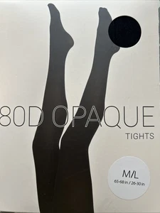 NIP FOREVER 21 80D OPAQUE tights Size M/L BLACK hose hosiery leg wear - Picture 1 of 2