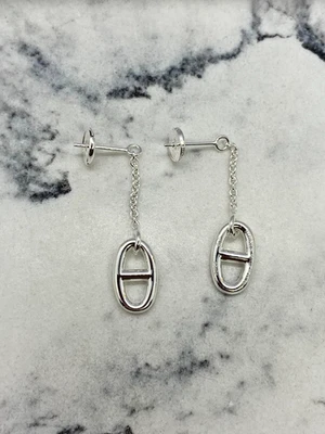 Auténticos Pendientes Colgantes HERMES Tono Plata - Usados / LW5748 Foto 1 de 4