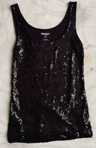 Old Navy Black Sequin Tank Top sz Large Scoop Neck - Picture 1 of 6
