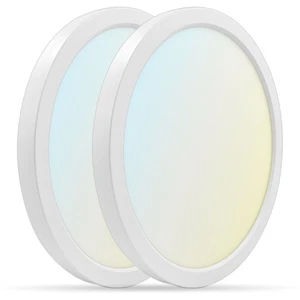 Luxrite 9 Inch LED Flush Mount Ceiling Light 18W 1250LM 5CCT Dimmable ETL 2-Pack - Picture 1 of 7