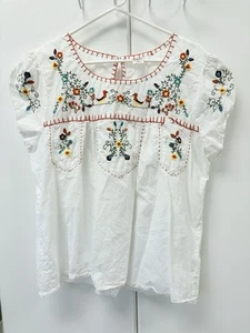 Bila Women’s White Embroidered Peasant Lolita Blouse Boho Coquette Plus Sz 1X - Picture 1 of 10