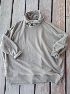 Aerie Women M Olive Green Oversized Lounge Cozy Pullover Turtleneck Sweatshirt - Picture 1 of 2