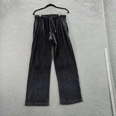 Victoria's Secret Pink Women Pants S Black Velour Lounge Drawstring 29.5" Inseam - Image 1 of 4