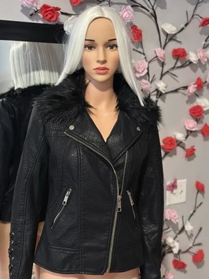 Chaqueta de Moto GUESS Mixed-Media Talla S Nueva con Etiquetas Foto 1 de 4