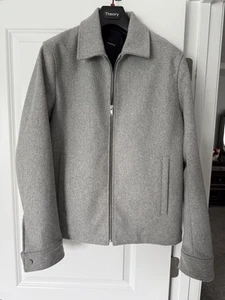 NWT Theory Wyatt Light Grey Melange Urban Melton Jacket MSRP $695 Size M - - Picture 1 of 3
