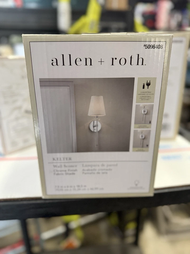 allen + roth Kelter 7.4-in W 1-Light Polished Chrome Incandescent Wall Sconce - Image 1 of 1