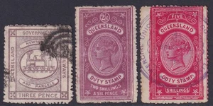 Queensland. Zeitungs- & Paketmarke + 2/6 & 5/- Zollmarken. Gebraucht. - Bild 1 von 2