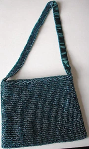 Adini Beautiful Hand Beaded Evening Bag with Magnetic Closure in Sapphire/Blue - Picture 1 of 1
