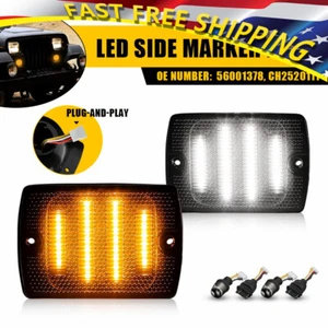 2X For 1987-1995 Wrangler Jeep YJ Smoked Lens Side LED Marker Signal Turn Light - Foto 1 di 11