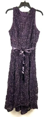 Женское фиолетовое длинное платье Tahari без рукавов с кружевами/блестками размер 12 - Изображение 1 из 3
