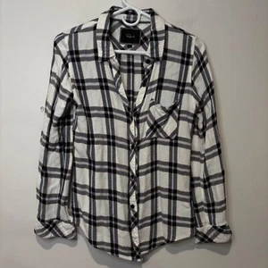 Rails donna 100% rayon flanella XS morbido bianco marrone nero usato in ottime condizioni - Foto 1 di 9