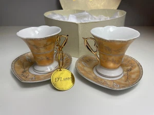 D’Lusso Home Collection Coffee Set Gold Brown w Heart Box - Picture 1 of 5