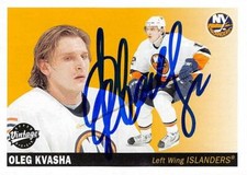 Oleg Kvasha autographed Hockey Card (Islanders) 2002 Upper Deck Vintage #159