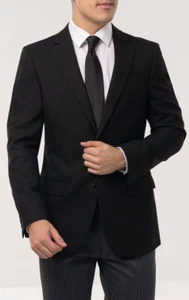 Black Wool Herringbone Jacket Funeral Blazer Masons Masonic Formal Suit Mens Men - Picture 1 of 8