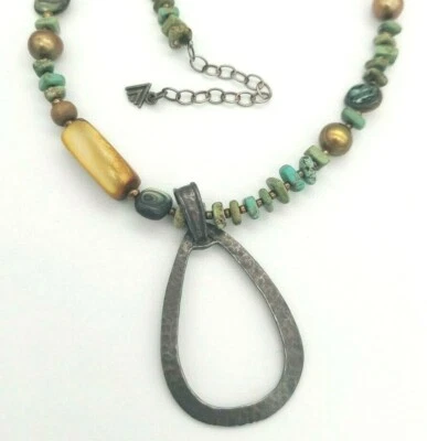 Collar Colgante Lágrima Silpada 18-20" Plata Esterlina Perla Howlita Mop N1786 Foto 1 de 3