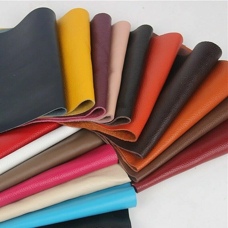 Real Genuine Leather Fabric Scrap First Layer Hide Cut Solid Lychee Pattern DIY - Image 1 of 4