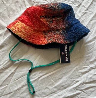 POLO SPORT RALPH LAUREN СОВЕРШЕННО НОВЫЙ ФЛИС ВЕДРО ШЛЯПА МНОГОЦВЕТНЫЙ L/XL - Изображение 1 из 2