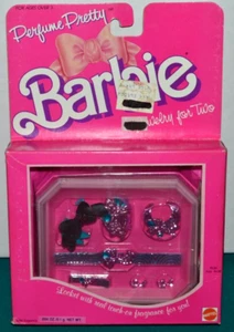 NUEVO PERFUME MATTEL 1987 BONITO ROSA Y TURQUESA BARBIE JOYERÍA PARA 2 - Imagen 1 de 5