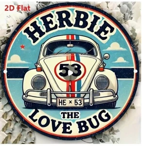 PLACA DE LETRERO DE MADERA inspirada en la película The Love Bug Herbie hombre cueva póster retro - Imagen 1 de 5