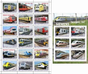 Foglio francobolli + blocco Siemens Train Company 2025 Ucraina Crimea emissione locomotive - Foto 1 di 1
