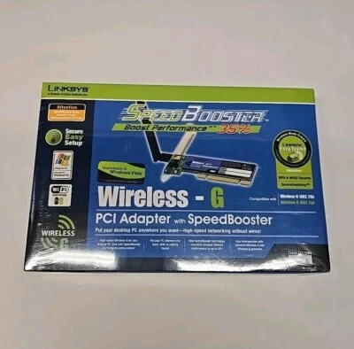 Linksys WMP54GS 2.4GHz Wireless-G PCI Adapter with SpeedBooster New Sealed - Image 1 of 4