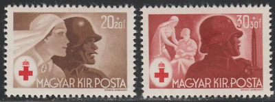 Hungary 1944 SC# B171 - B172 - Surtax aided Hungarian Red Cross - M-H Lot # 45 - Imagem 1 de 2