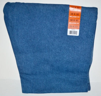 Men's Rustler Wrangler Relaxed Fit Heavyweight Denim Blue Jeans 38x30 Cotton NEW - Image 1 of 4