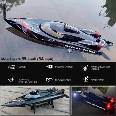 RC Racing Boat Fast Brushless High Speed Full Proportional Control LED Speedboat - Image 1 of 4