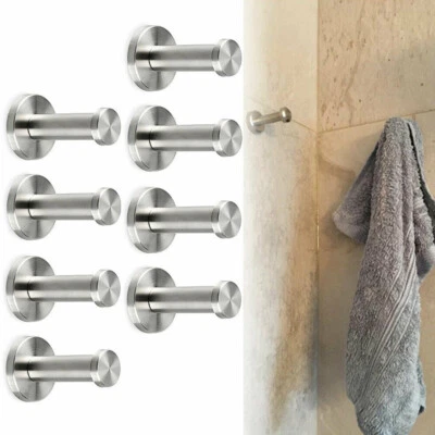 Ganchos para toallas de baño de acero inoxidable 8 piezas gancho para abrigo de baño toalla soporte para ropa EE. UU. Foto 1 de 4