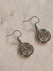 Spiral Vortex Swirl Pendant Earrings Women Men Y2K Grunge Emo Stainless Steel - Picture 1 of 6