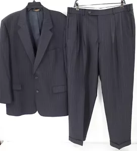 VTG Brooks brothers brooksease suit mens 46R 37x29 two button pleated navy wool - Picture 1 of 16