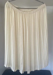 Hübscher Vintage Chiffon Plissee durchsichtig creme elastische Taille Rock Größe 12+ gebraucht, in einwandfreiem Zustand - Bild 1 von 7